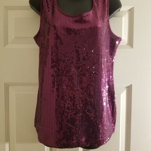 Sequined Sleeveless Purple Top